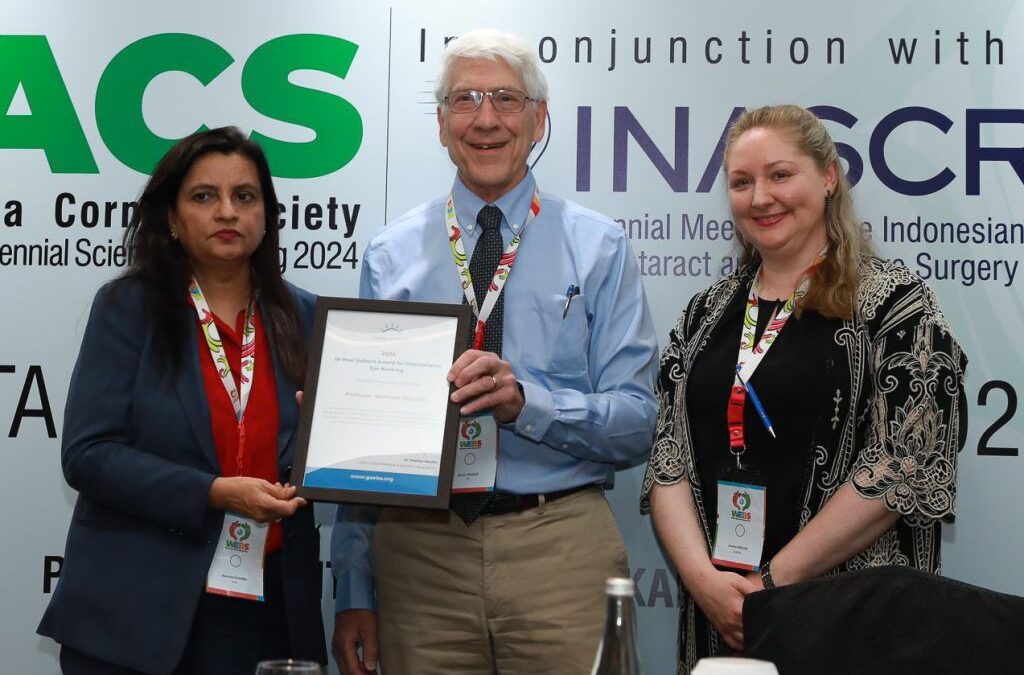 Prof Namrara Sharma receives GAEBA’s insaugural Dr Paul Dubord Award for International Eye Banking